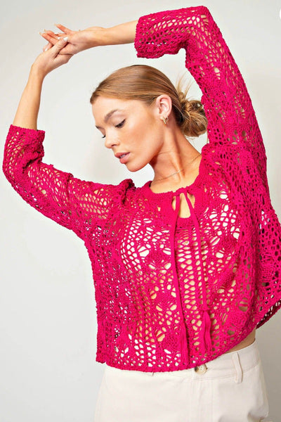 Crochet Blouse - Hot Pink