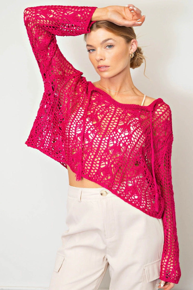 Crochet Blouse - Hot Pink
