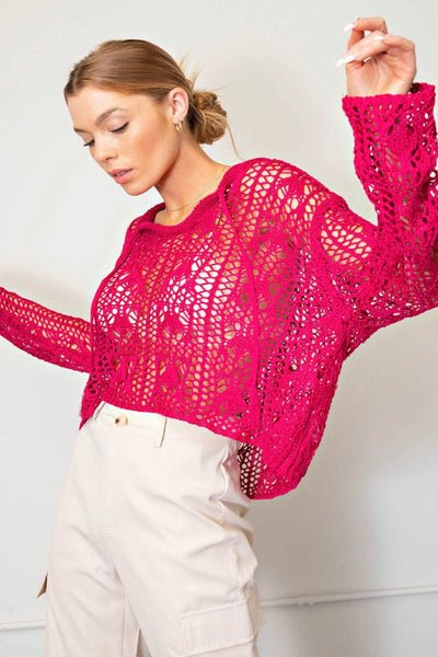 Crochet Blouse - Hot Pink