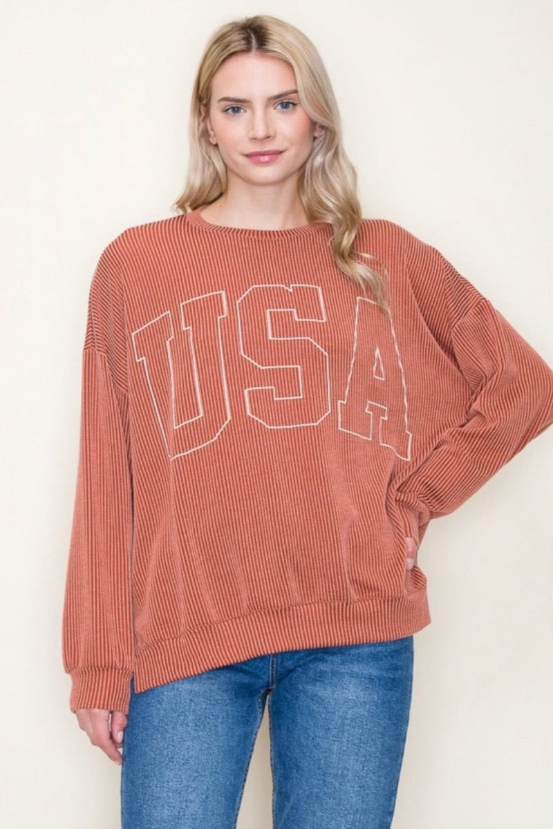 USA Sweatshirt - Cinnamon