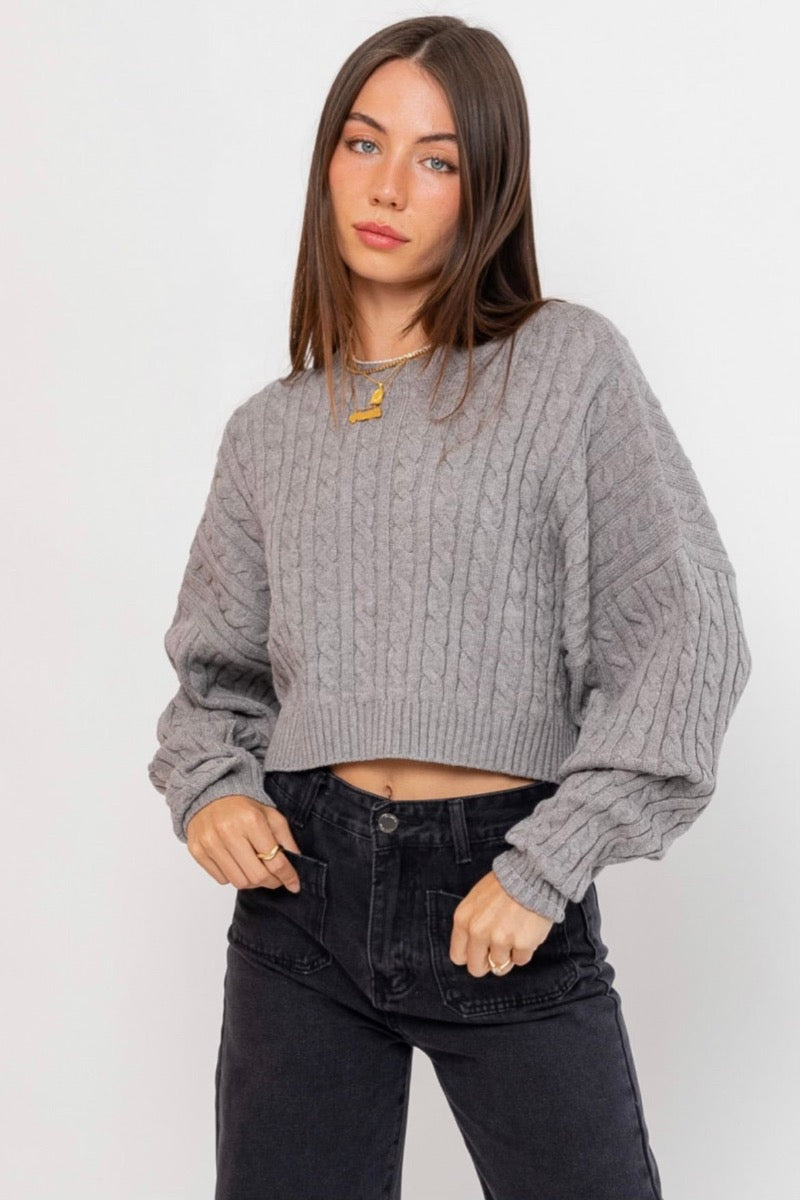 Cable Sweater - Grey